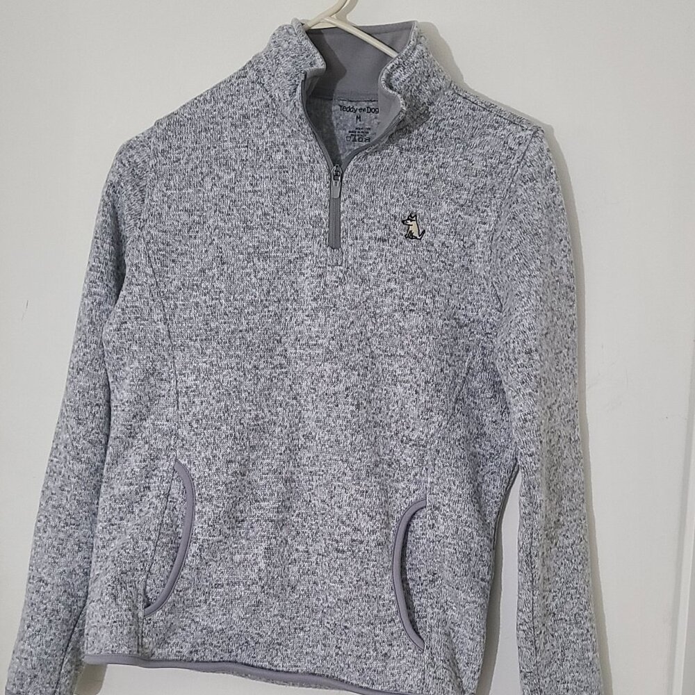 Teddy The Dog Gray Quarter Zip Women's Medium
